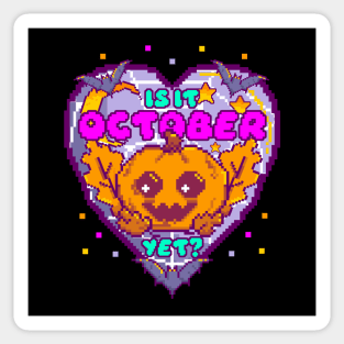 Is it October Yet? Funny Halloween 8-Bit Pixelate Pumpkin & Bats Sticker